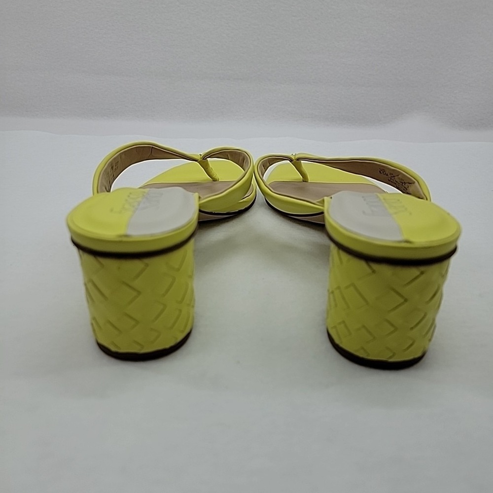 FRANCO SARTO Women's Moah Bright Yellow Thong Kitten Block Heels Woven Sz 8.5M - Picture 3 of 10